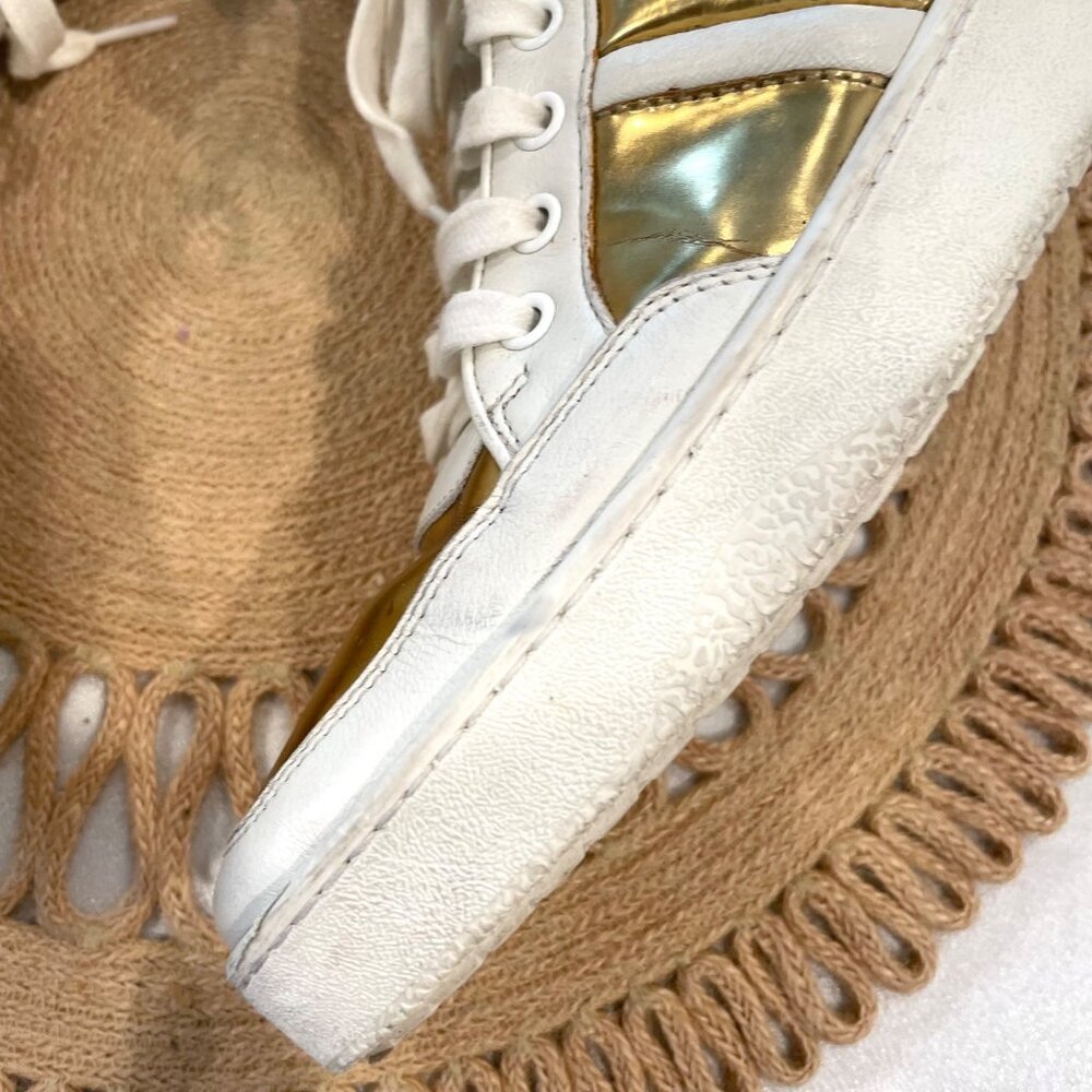 Gucci Signature Padded Leather High White Gold Sneakers EU 40 - Picture 9 of 16